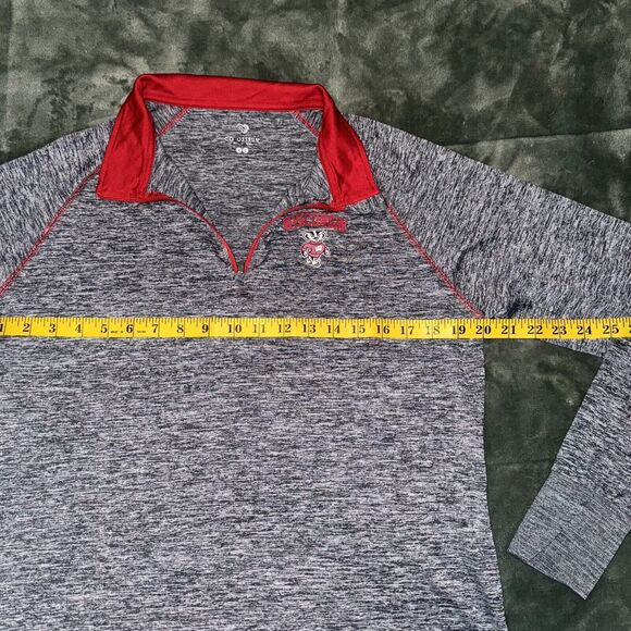Colosseum University Wisconsin Shirt Women's XL Heather Gray Long Sleeve 1/4 Zip - Picture 4 of 8